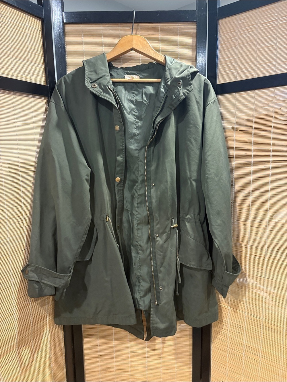 Olive Green Hooded Parka Jacket